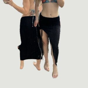 Black Side-Slit Maxi Skirt BEACH COVER UP